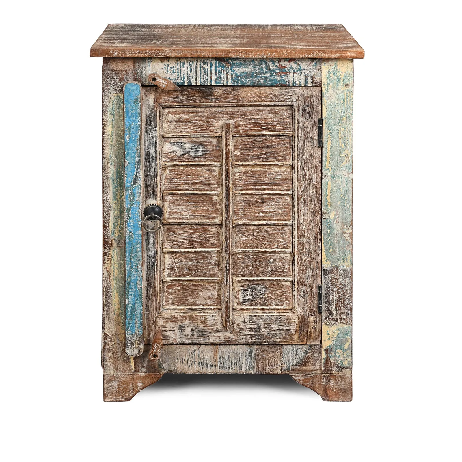 Reclaimed Teak Louvre Bedside Cabinet