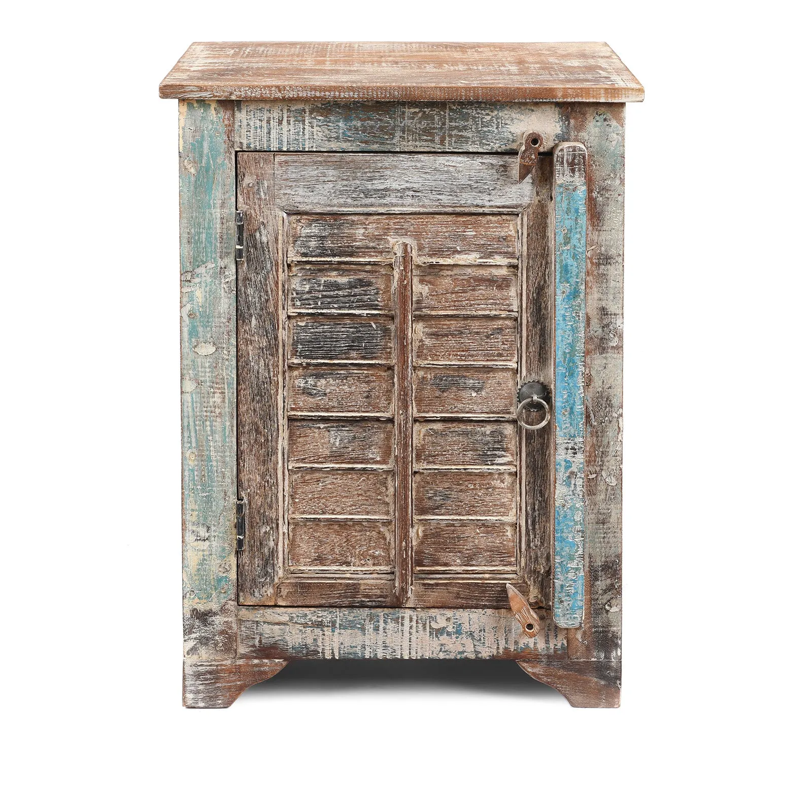 Reclaimed Teak Louvre Bedside Cabinet