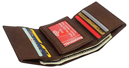 RFID Blocking Brown Men's Wallet Premium Leather Trifold Classic Wallets for Men