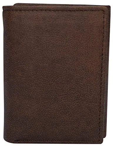 RFID Blocking Brown Men's Wallet Premium Leather Trifold Classic Wallets for Men