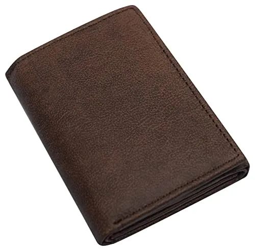 RFID Blocking Brown Men's Wallet Premium Leather Trifold Classic Wallets for Men