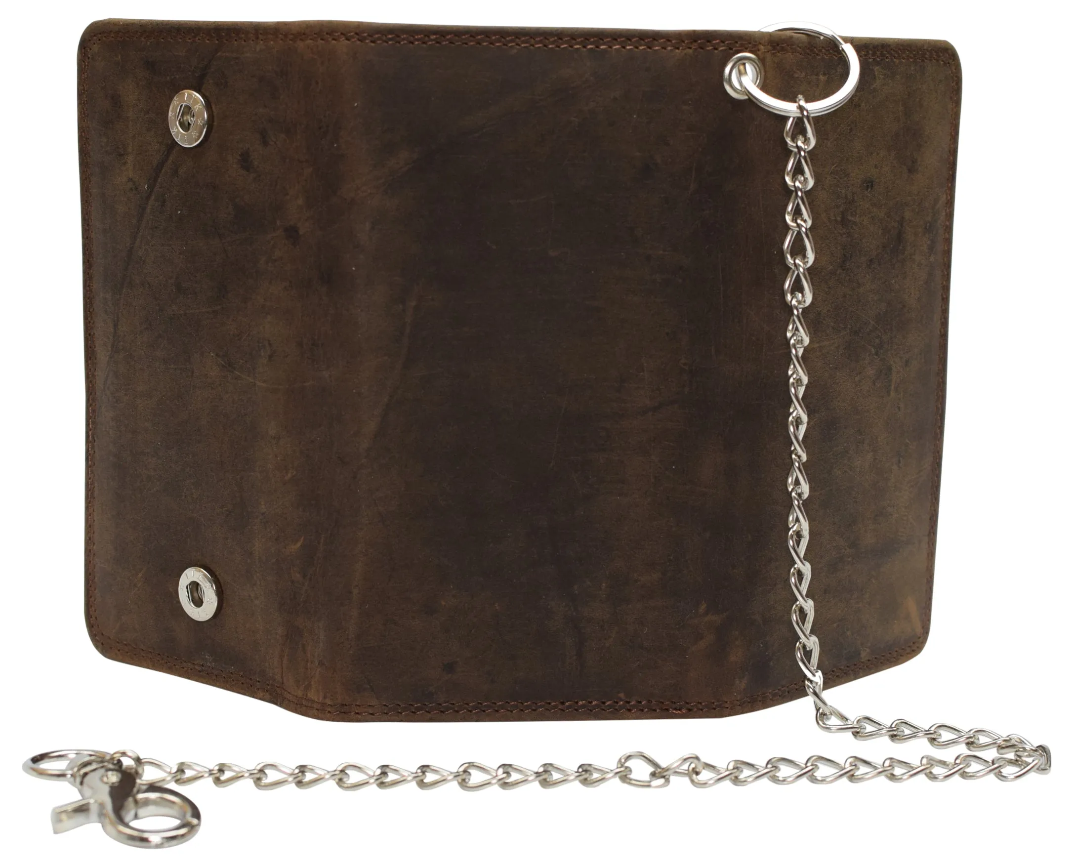 RFID Blocking Men's Tri-fold Vintage Long Style Cow Leather With Chain card holder Wallet