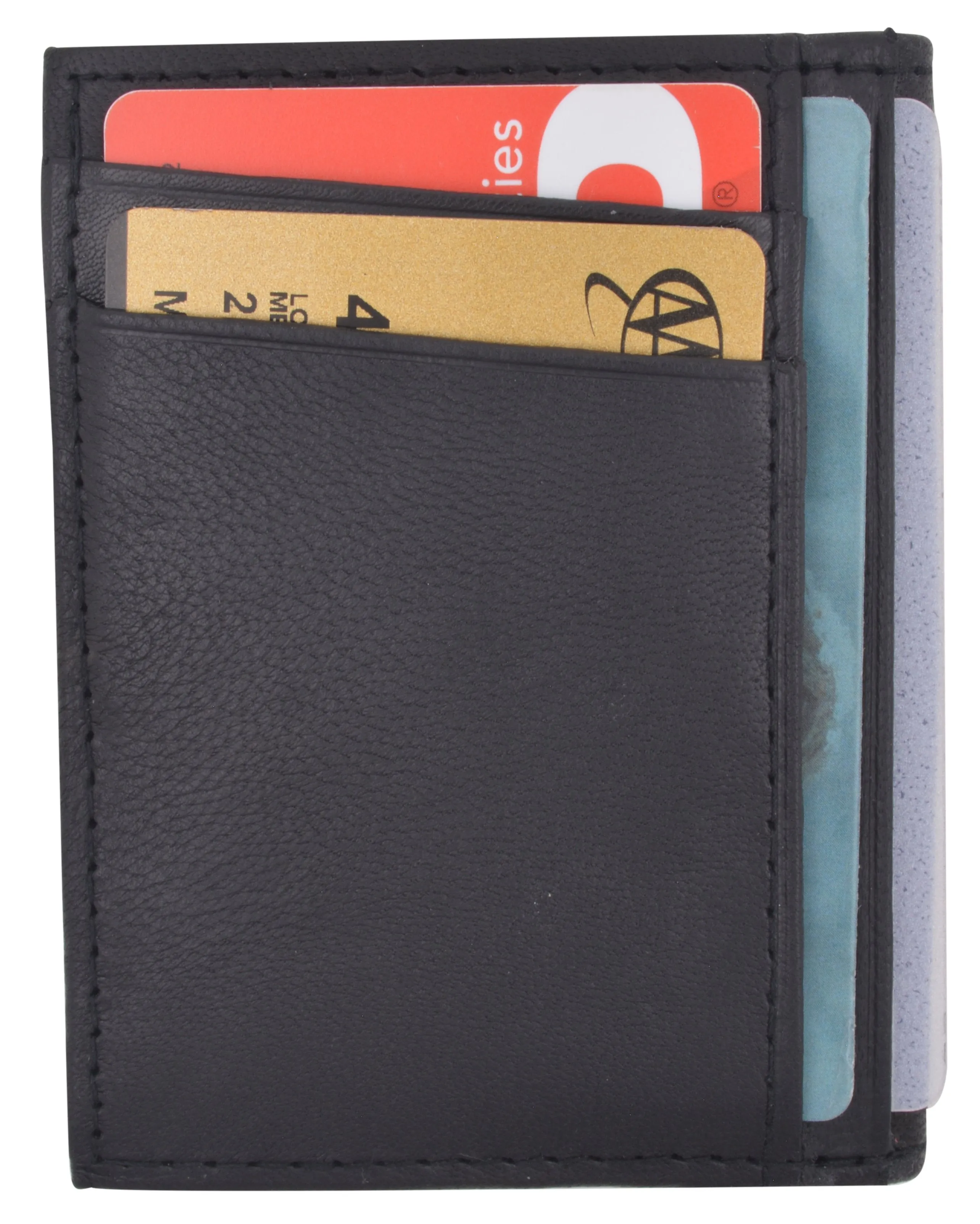 RFID Blocking Mini Wallet Genuine Leather Slim Front Pocket Wallet Ultra Thin Credit Card Holder Sleeve with ID Windows RFIDP91