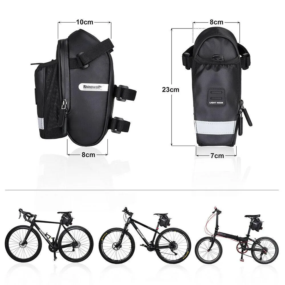 Rhinowalk Bike Saddle Bag Seat Bag With Water Bottle Holder Cycling For Road/MTB/Foldable Bike 1L Big Capacity Bicycle Tool Bag