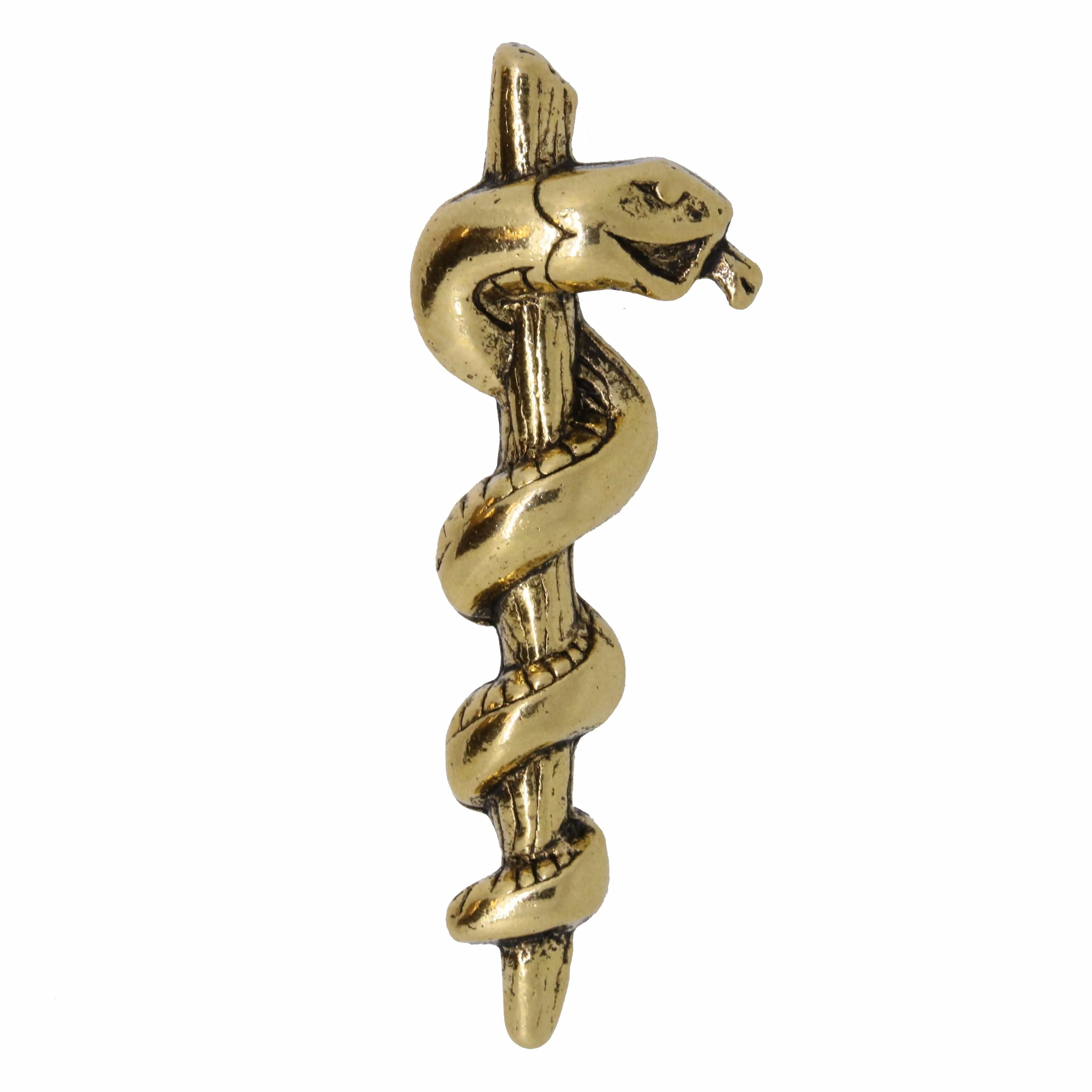 Rod of Asclepius Gold Lapel Pin