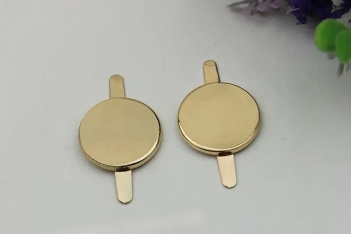 Round Plate Purse Label 2/20pcs Bag Hardware Charm Light Gold Handmade Purse Handbag Making Metal Decoration 25mm 1" Wholesale Supplies