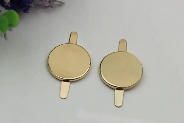 Round Plate Purse Label 2/20pcs Bag Hardware Charm Light Gold Handmade Purse Handbag Making Metal Decoration 25mm 1" Wholesale Supplies