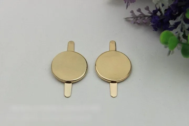 Round Plate Purse Label 2/20pcs Bag Hardware Charm Light Gold Handmade Purse Handbag Making Metal Decoration 25mm 1" Wholesale Supplies