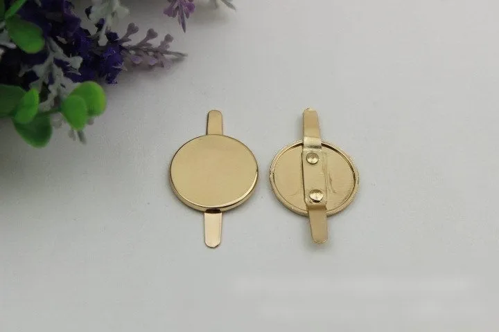 Round Plate Purse Label 2/20pcs Bag Hardware Charm Light Gold Handmade Purse Handbag Making Metal Decoration 25mm 1" Wholesale Supplies