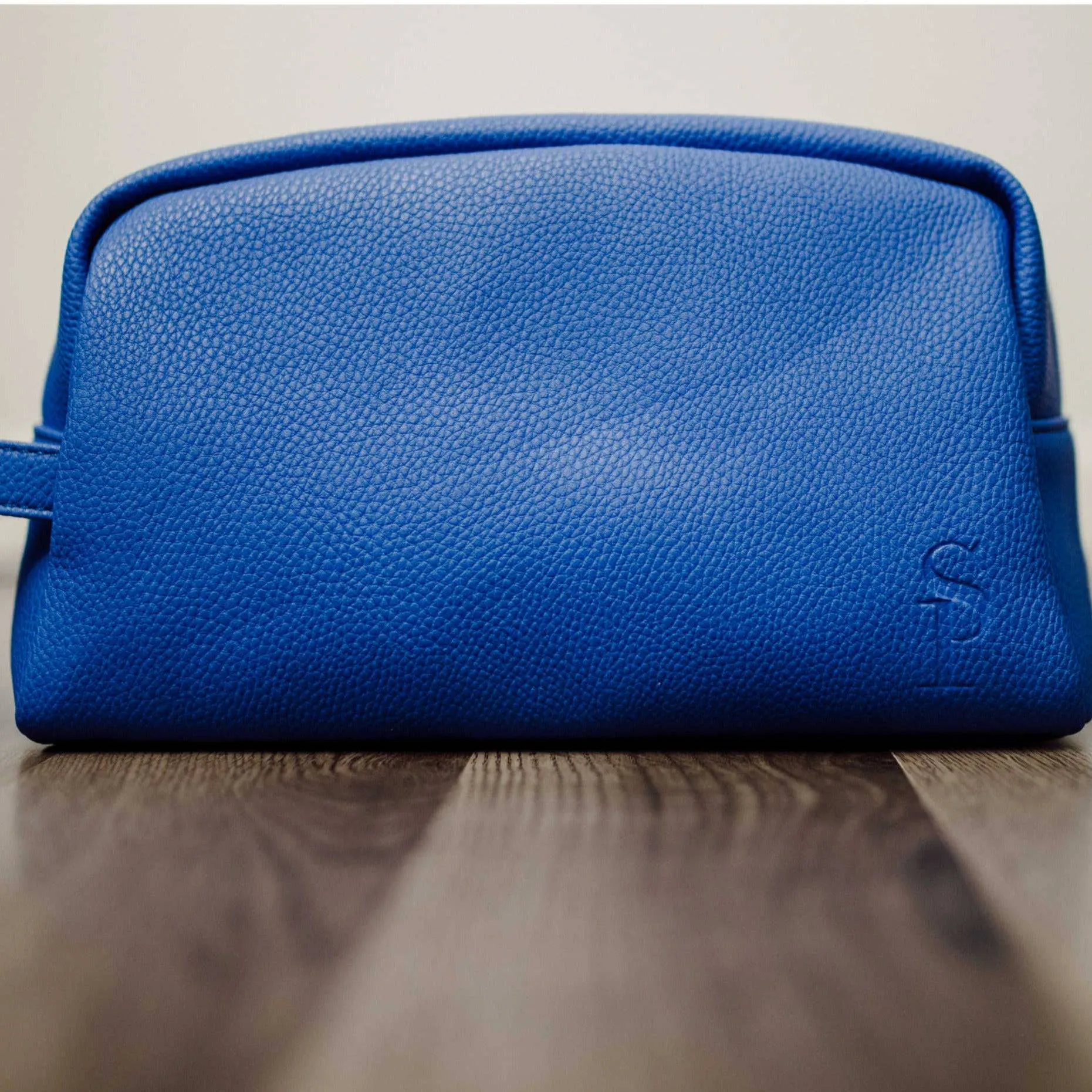 Royal Blue Leather Toiletry Bag