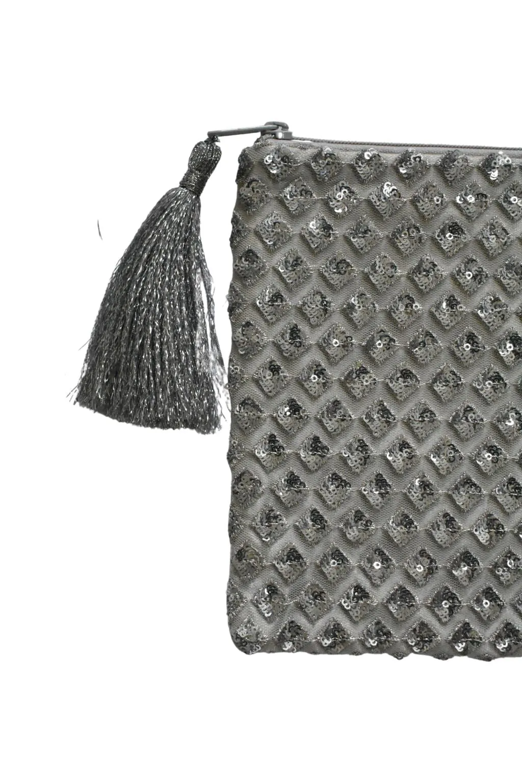 Sequin Shimmer Grey Pouch