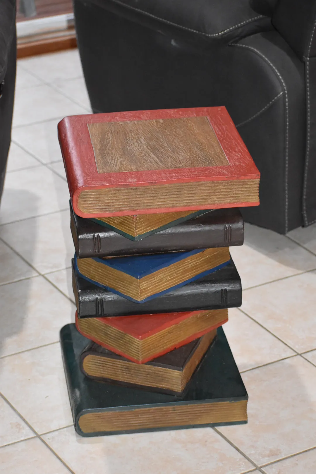 Side Table, corner Stool, Plant Stand Raintree Wood Natural Finish-Book Stack-Colour finish..