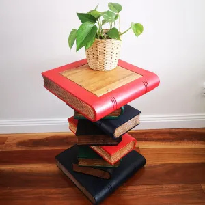 Side Table, corner Stool, Raintree Wood Natural Finish-Book Stack-Colour finish..