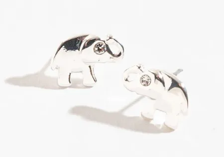 Silver Elephant Earrings