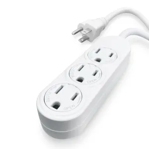 Snow Joe PJ3STR06-143-WHT Indoor 3-Outlet Extension Cord | 6-Foot | 14/3-Gauge | UL Rated (White)