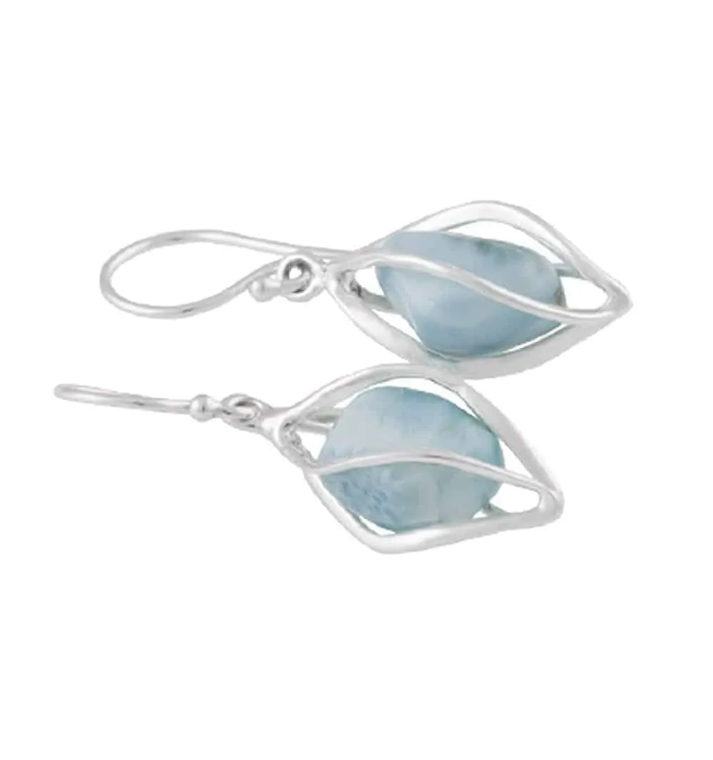 Starborn Creations Sterling Silver Caged Larimar Earrings