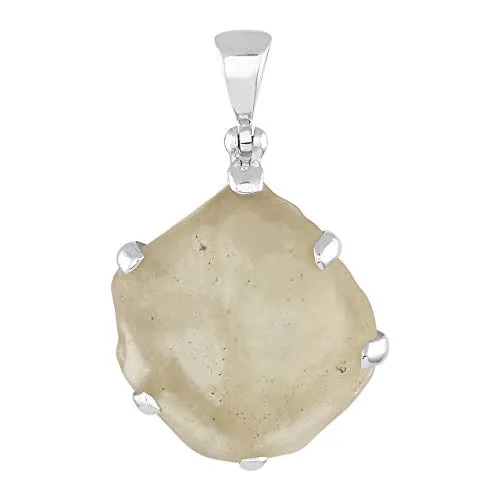 Starborn Libyan Desert Glass Tektite 925 Sterling Silver Pendant - Medium Size