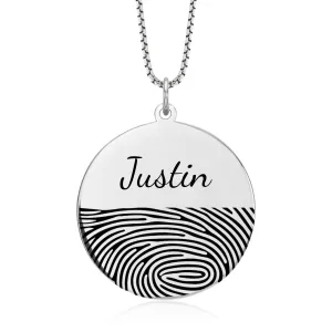 Sterling Silver Fingerprint Circle Pendant