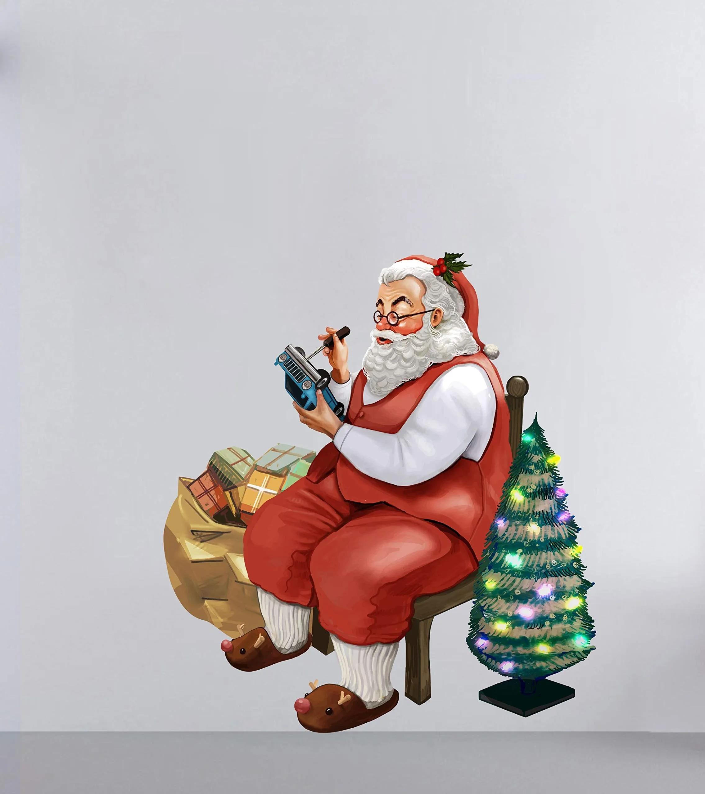 Sticker Hub Santa with Christmas GIFS Wall Sticker 60cm X 54cm AS214