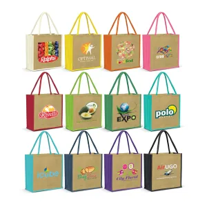 Stock Jute Square Shopper-Coloured(SJB-06T)