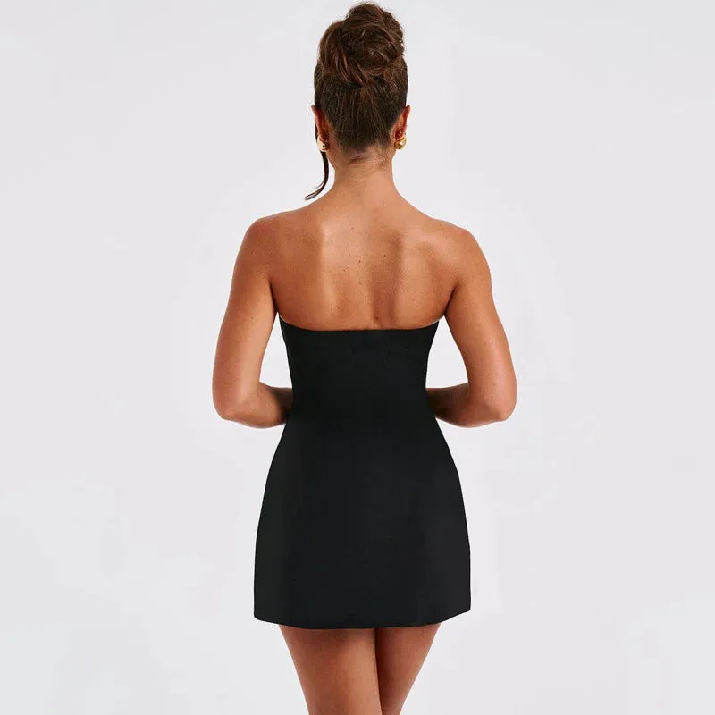 Strapless Solid Stylish Mini Dress