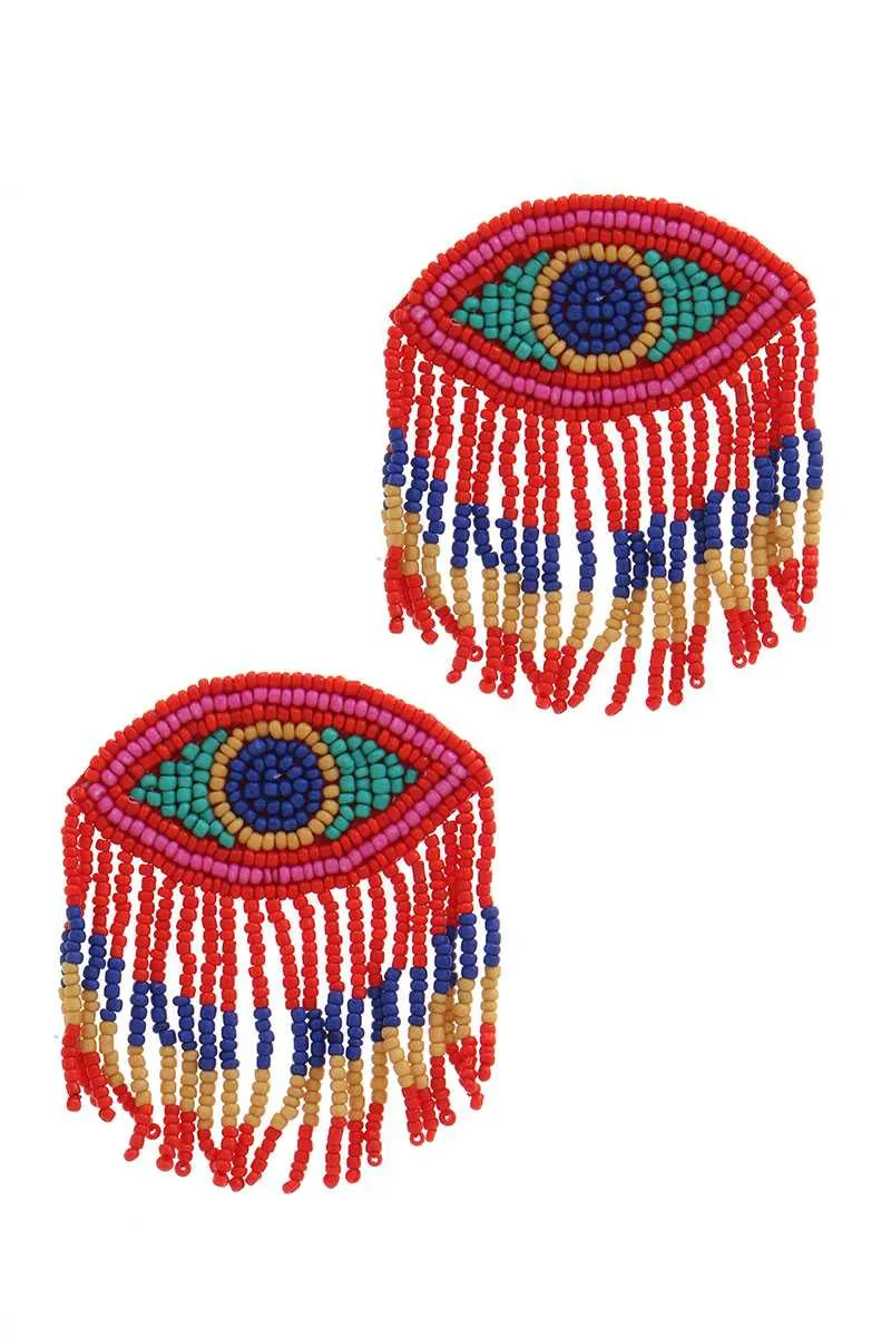 Stylish Evil Eye Drop Fringe Earring