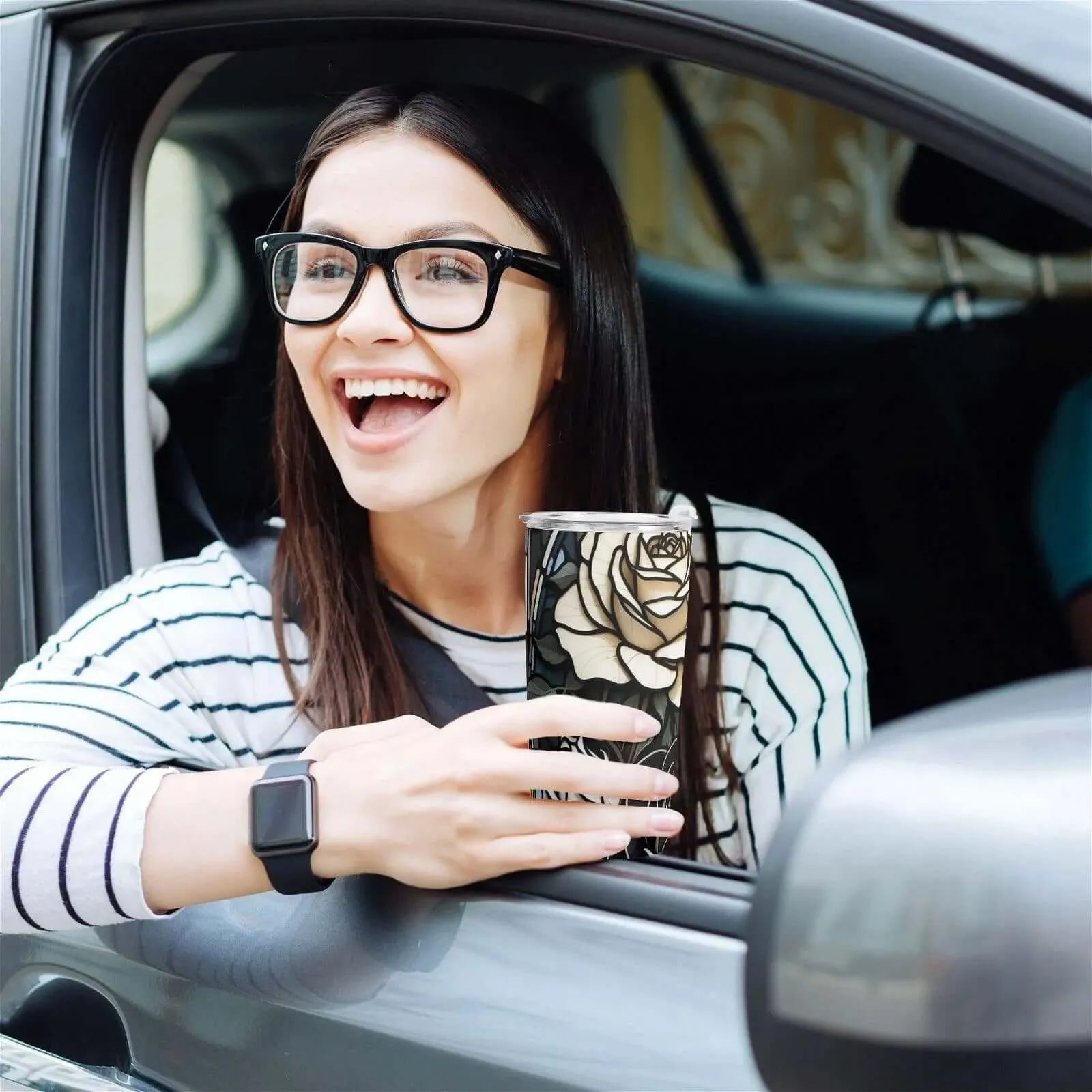 Stylish Gothic Roses Car Cup