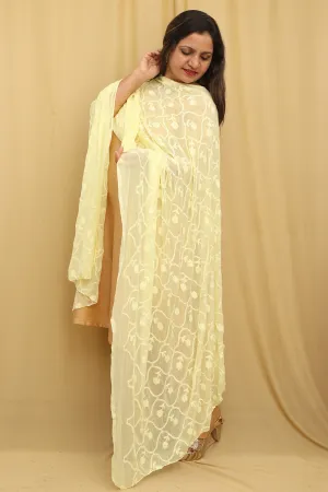 Stylish Yellow Embroidered Georgette Dupatta