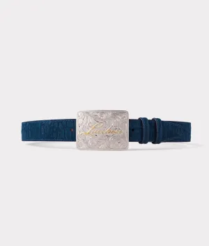 Sueded Caiman Memento Belt :: Navy