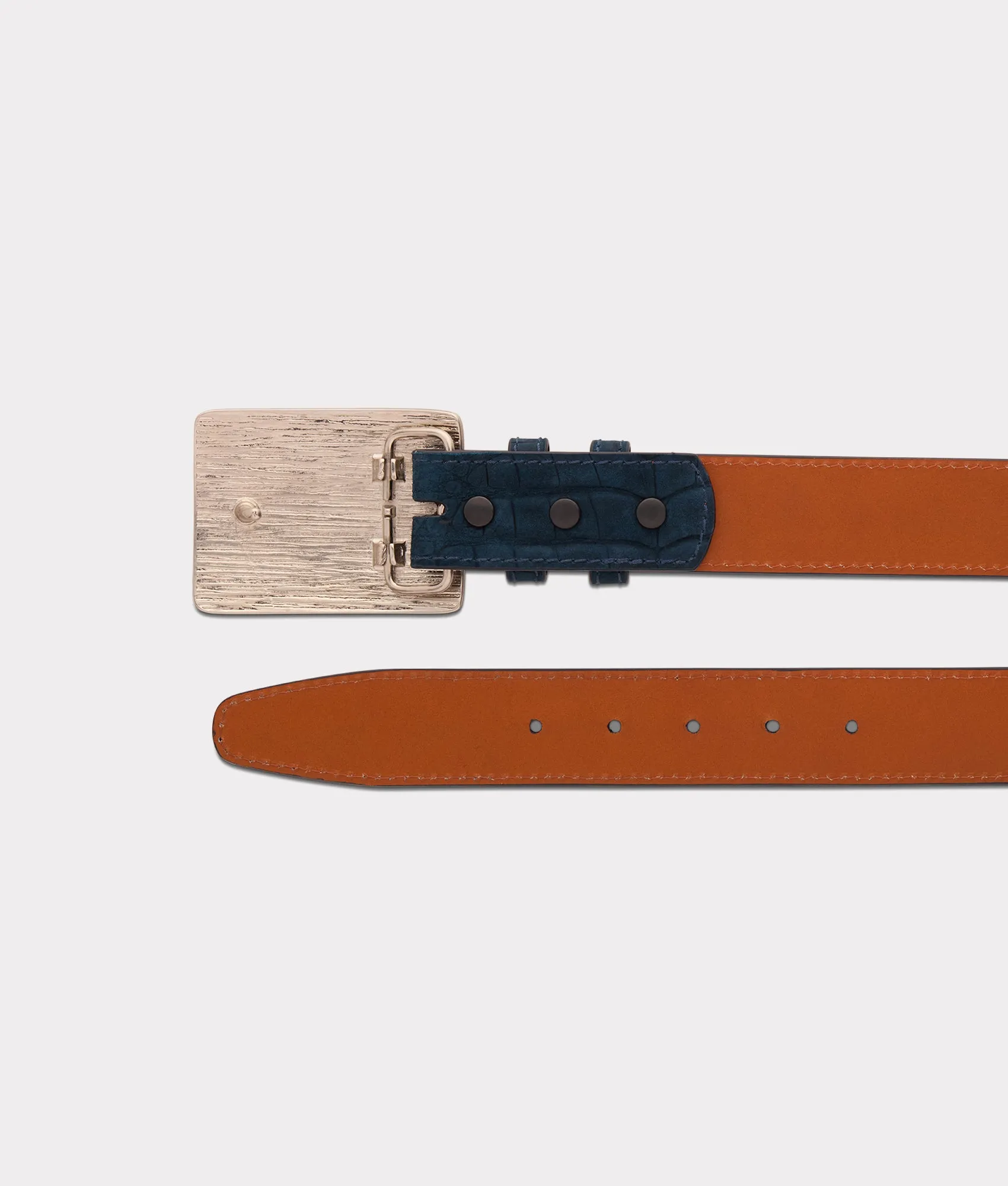 Sueded Caiman Memento Belt :: Navy