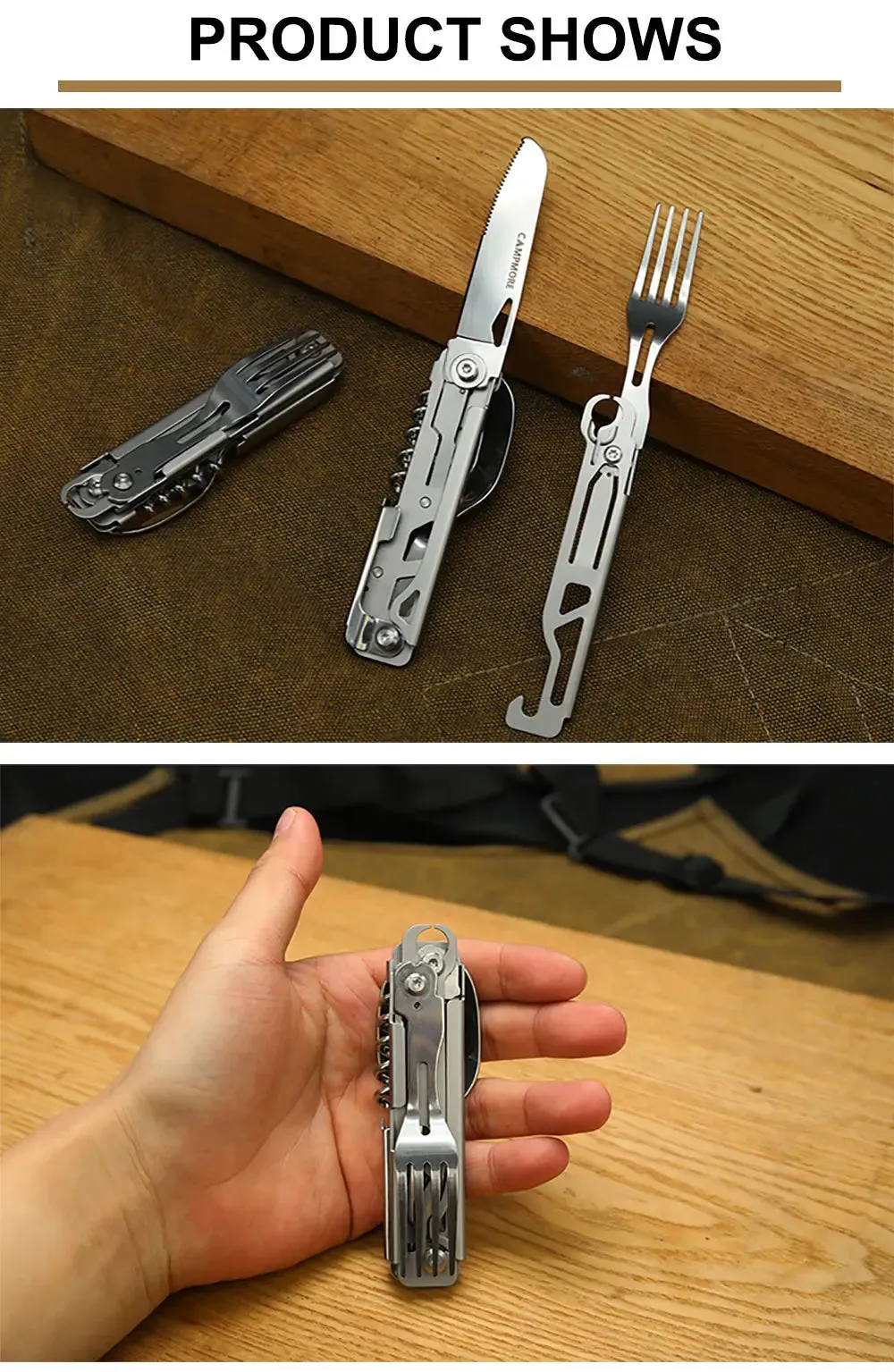 Tableware Multi-function Knife Fork Spoon Bottle Opener Foldable