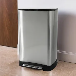 The Better Home 30L Stainless Steel Dustbin With Lid | Pedal Dustbin For Kitchen | Dustbin For Bathroom | Dustbin For Bedroom, Home & Office | Activated Carbon Filters | Silver