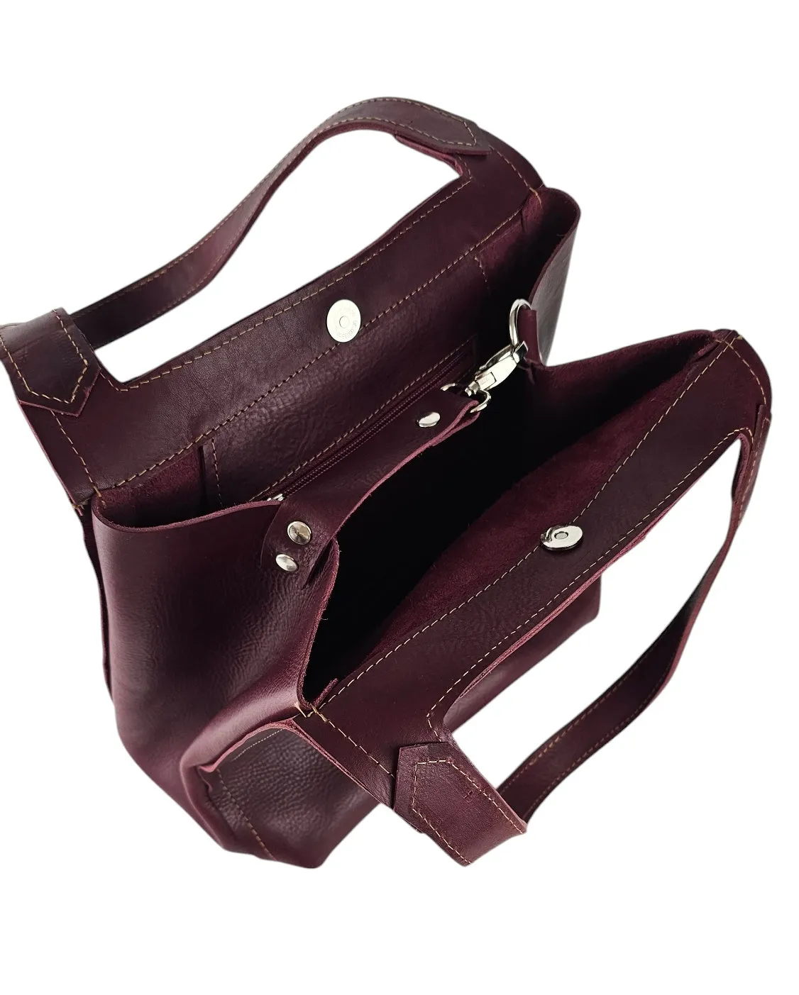 The Serena Leahter Boho Bag - Burgundy