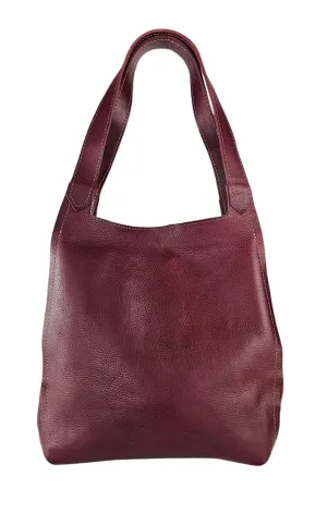 The Serena Leahter Boho Bag - Burgundy