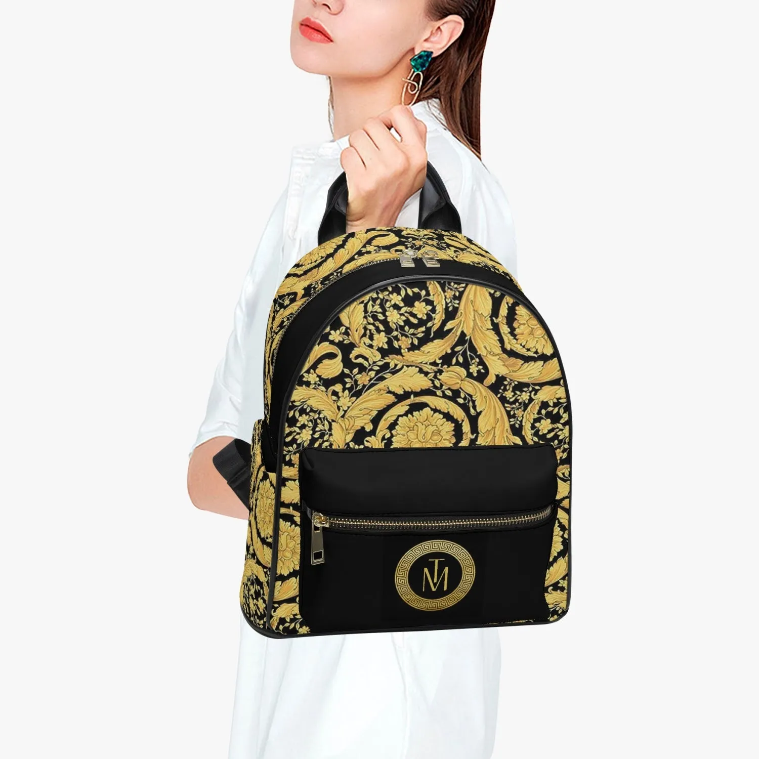 TM Baroque Black leather Backpack