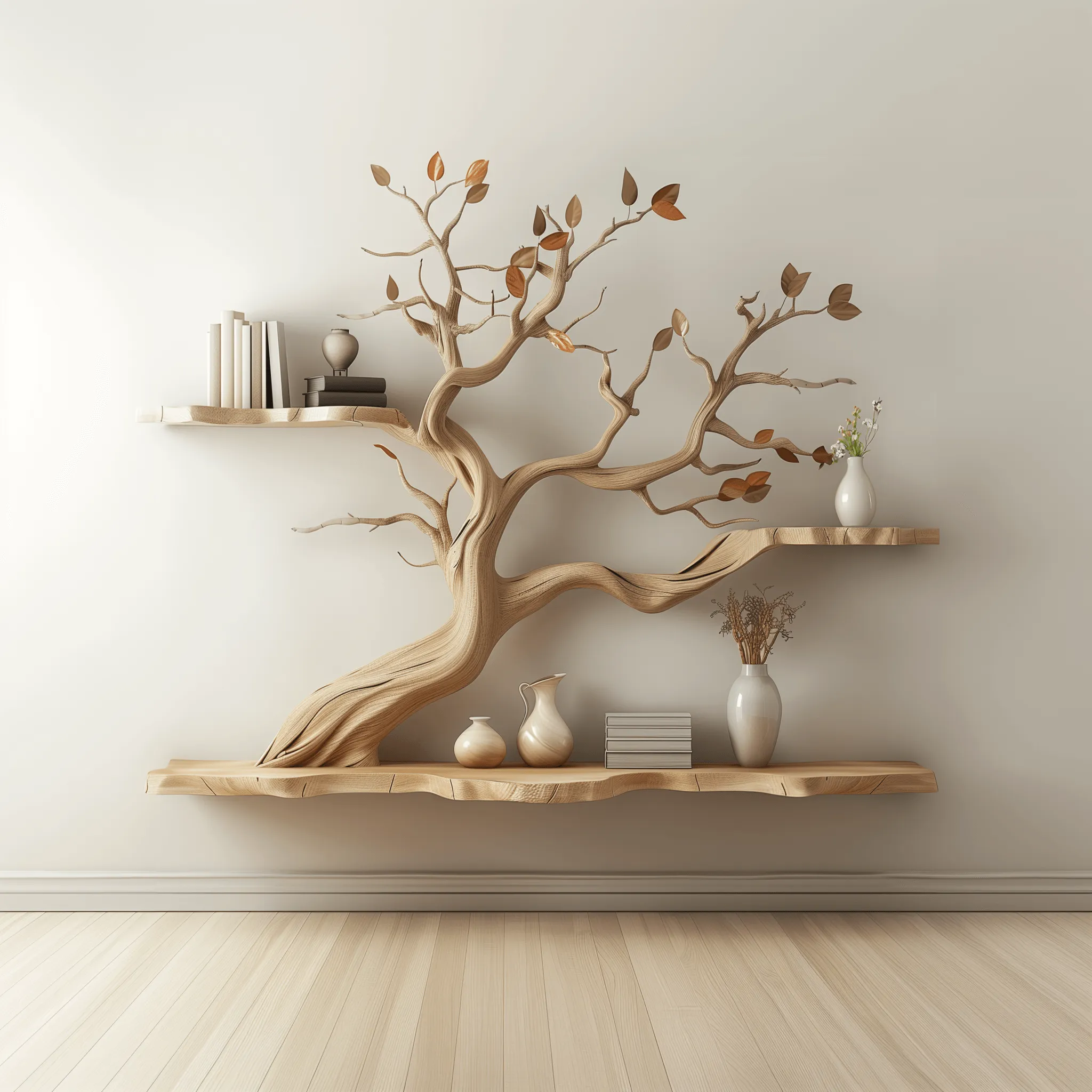 Tree Bookshelf Handmade Solid Wood