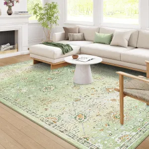 valiant 5'x7' Gray Boho Area Rug,5x7ft Rugs for Bedroom Girls Nursery Area Rugs Soft Floral Playroom Rug, Machine Washable Pastel Rug Non Slip Floor Carpet for Large Living Room Bedroom Carpet Green 5' x 7'