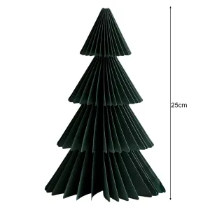 valiant Paper Christmas Tree 3D Honeycomb Paper Xmas Tree Ornament Rustic Tabletop Centerpiece for Office Home School Decor-White Dark Green