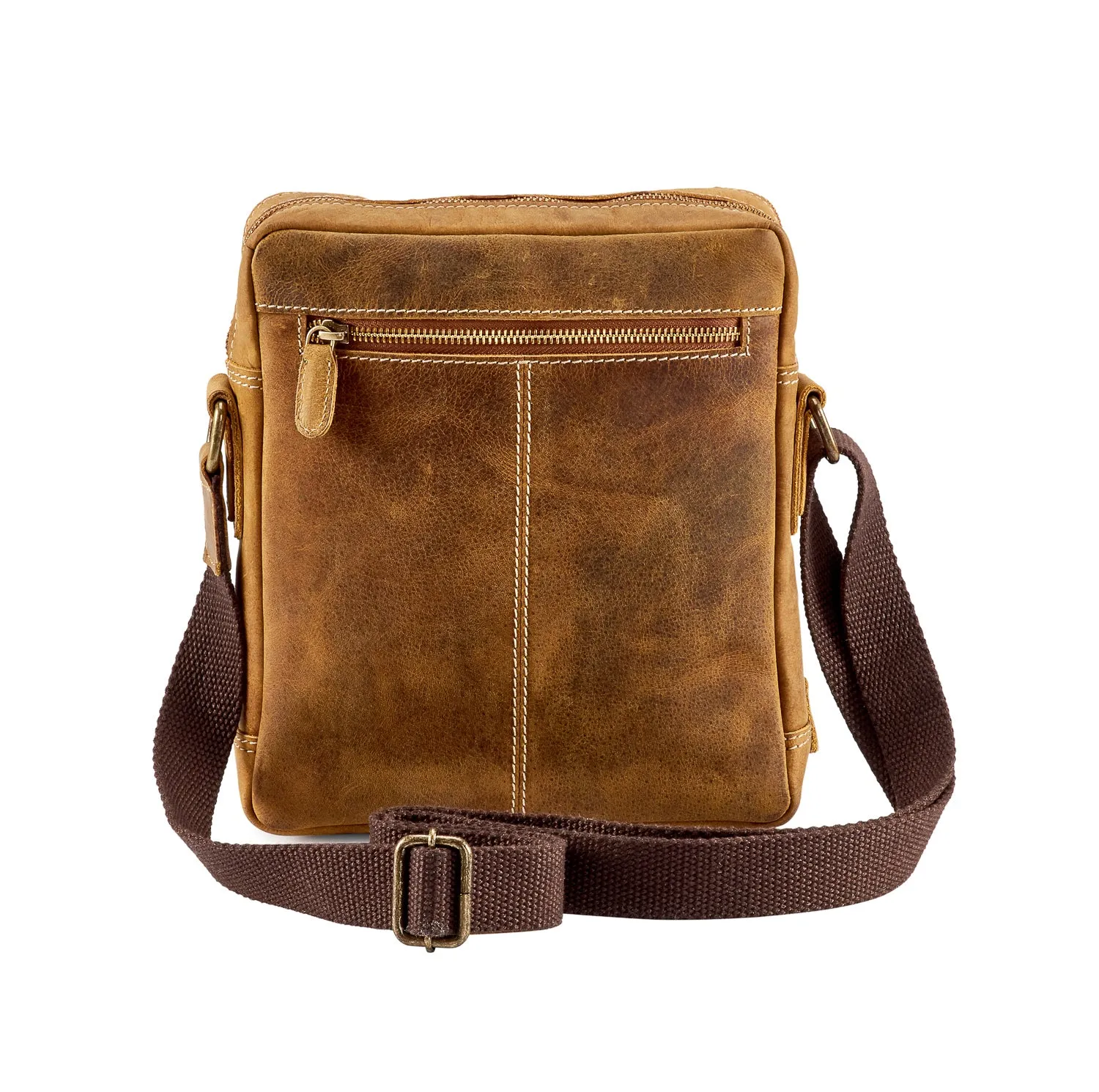 Venator Distressed Leather Portrait Messenger Bag #MB4973