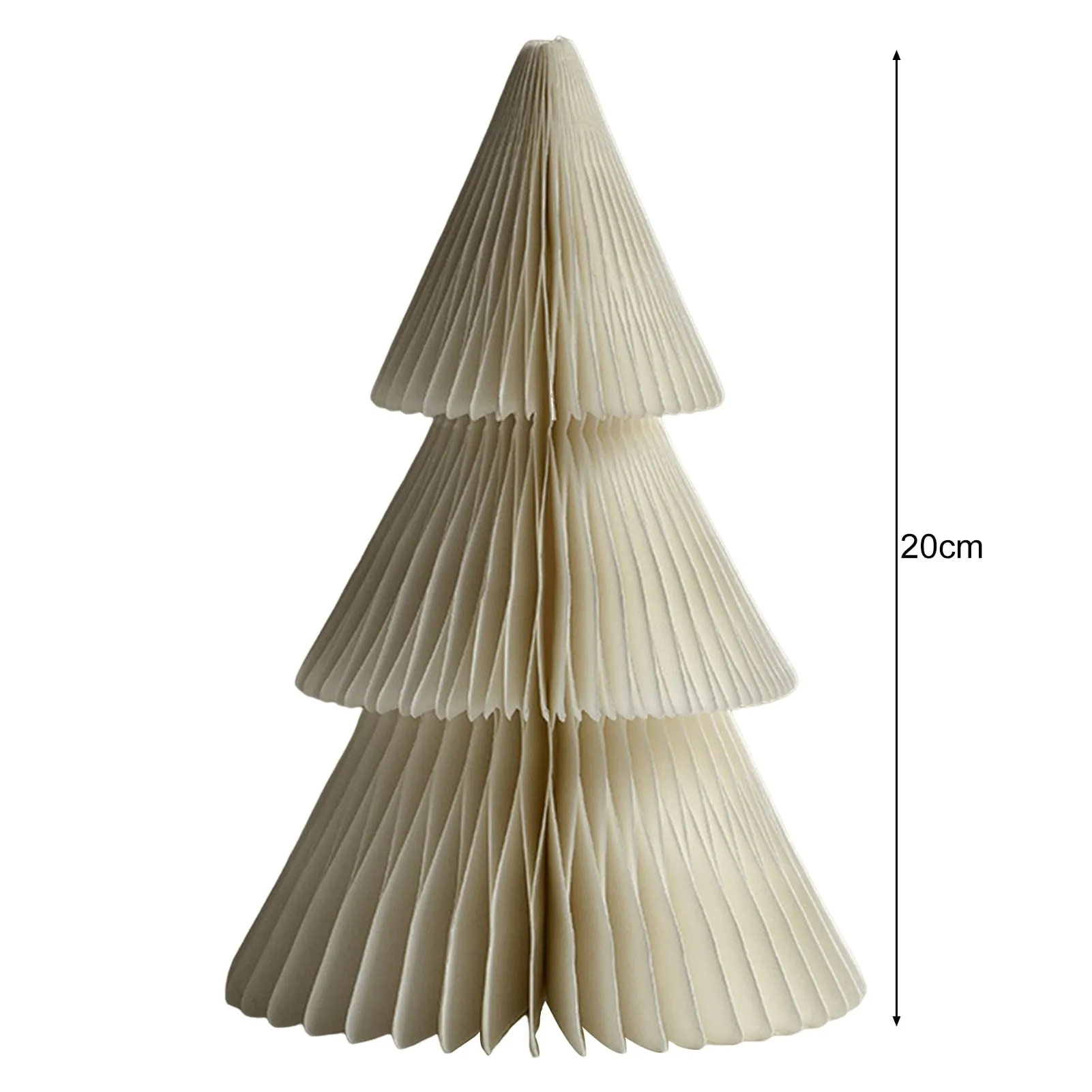 versatile Paper Christmas Tree 3D Honeycomb Paper Xmas Tree Ornament Rustic Tabletop Centerpiece for Office Home School Decor-White Beige