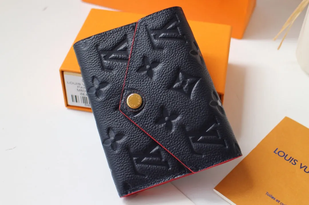 VICTORINE WALLET 12CM BLACK RED MONOGRAM EMPREINTE LEATHER