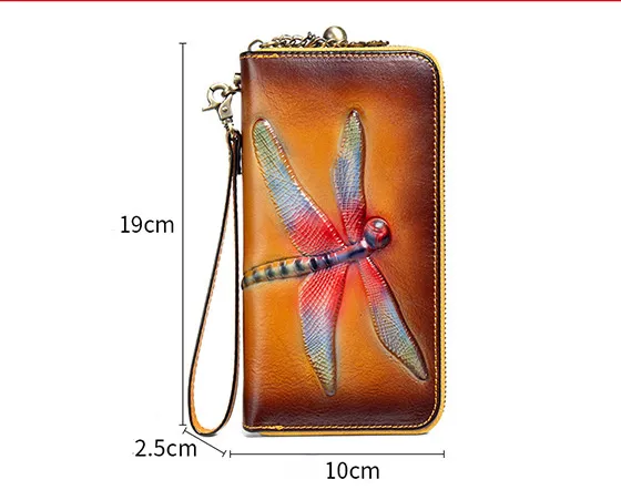 Vintage Women RFID Leather Hand Drawn Craft Wallet 6042