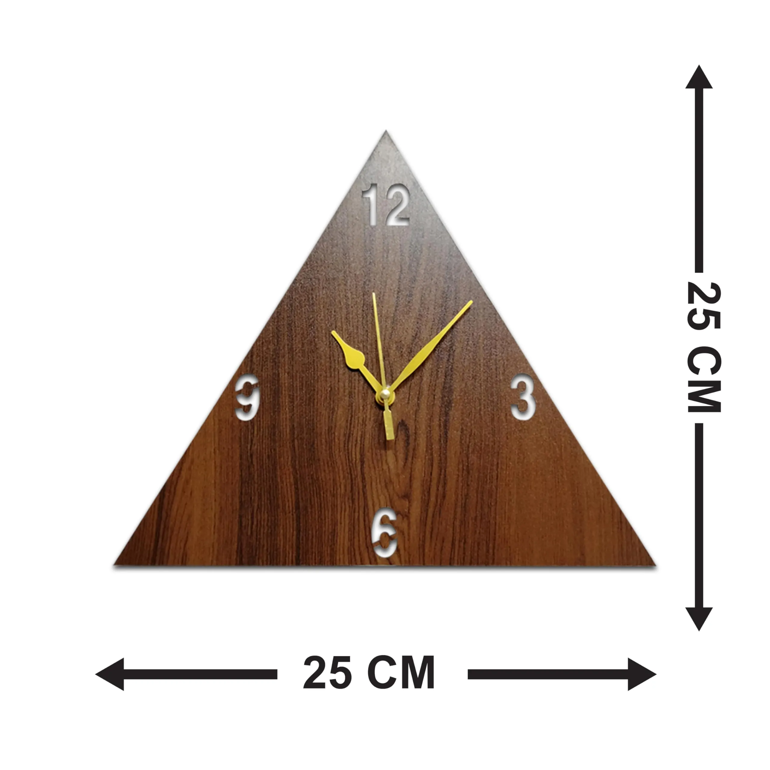 VPK Wooden Analog Triangle Wall Clock Small Size 10 Inch, 25 X 25 cm Wenge-30