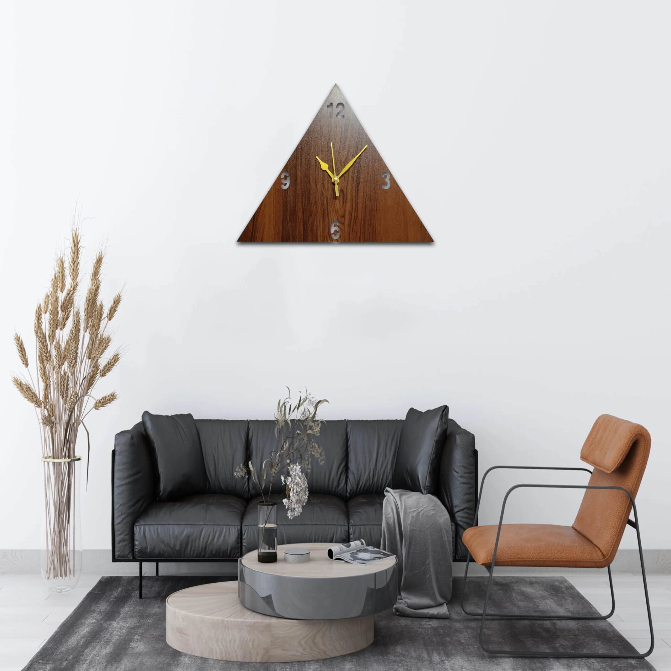 VPK Wooden Analog Triangle Wall Clock Small Size 10 Inch, 25 X 25 cm Wenge-30