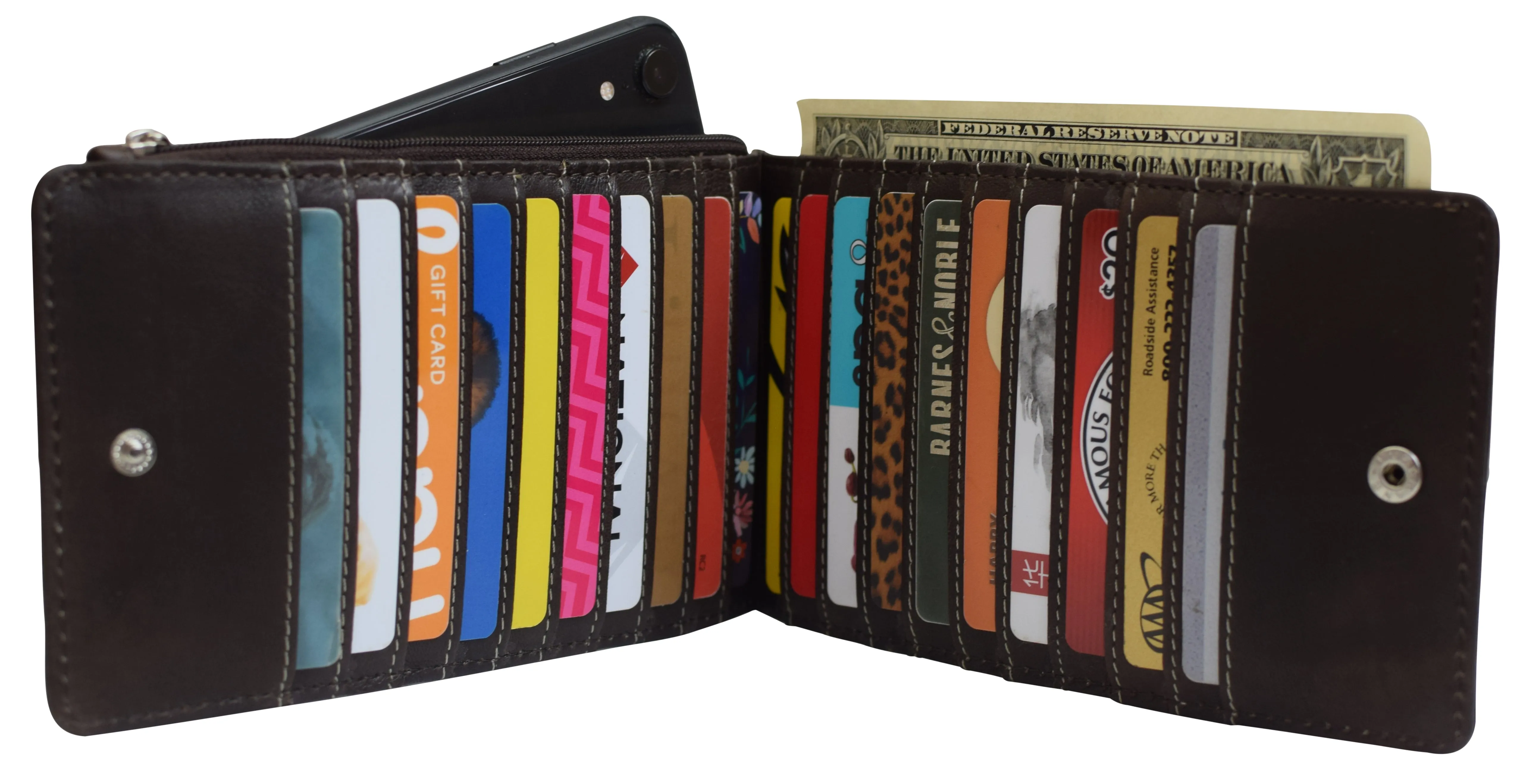 Wallet for Women RFID Blocking Genuine Leather Multi Card Organizer with Zipper Pocket