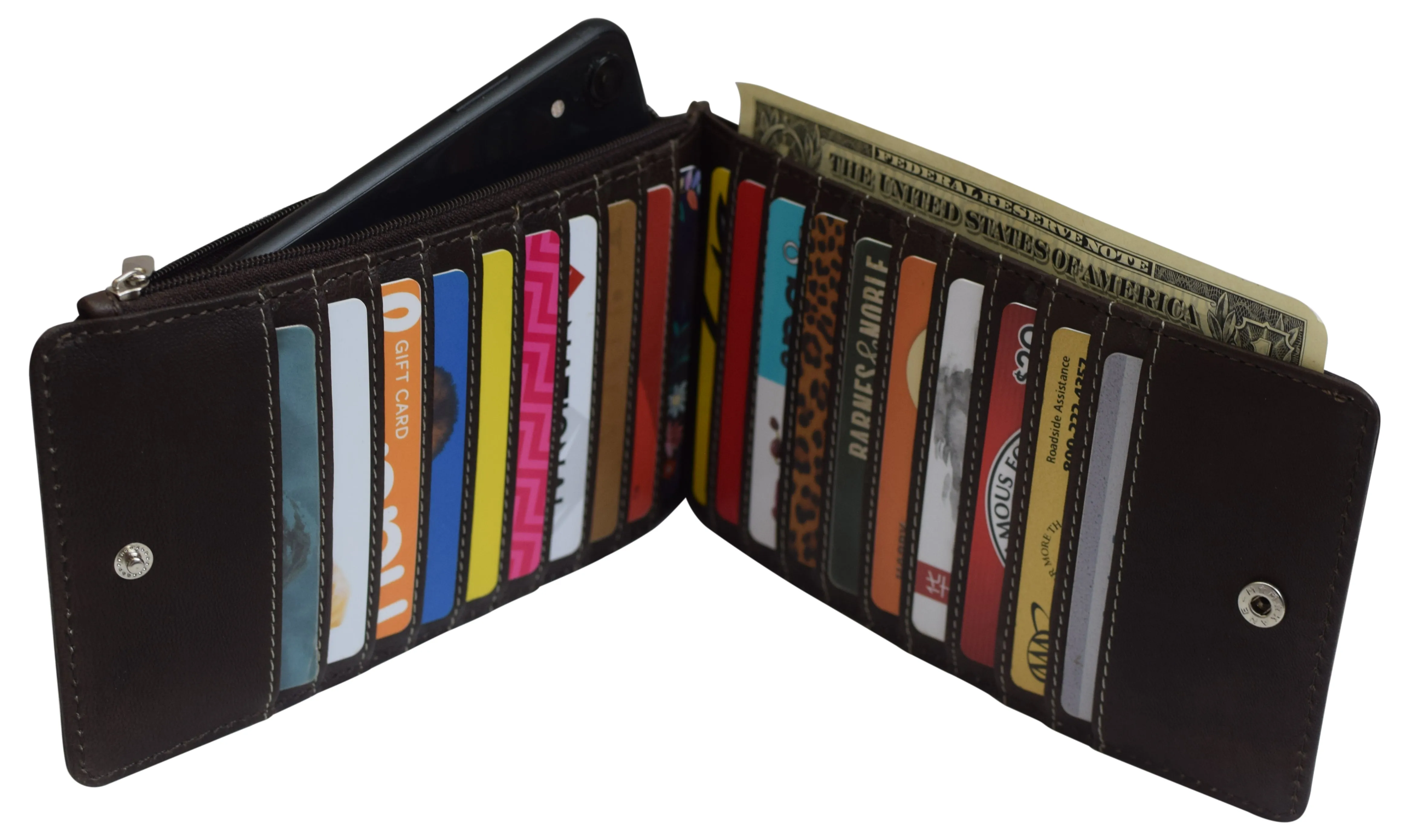 Wallet for Women RFID Blocking Genuine Leather Multi Card Organizer with Zipper Pocket