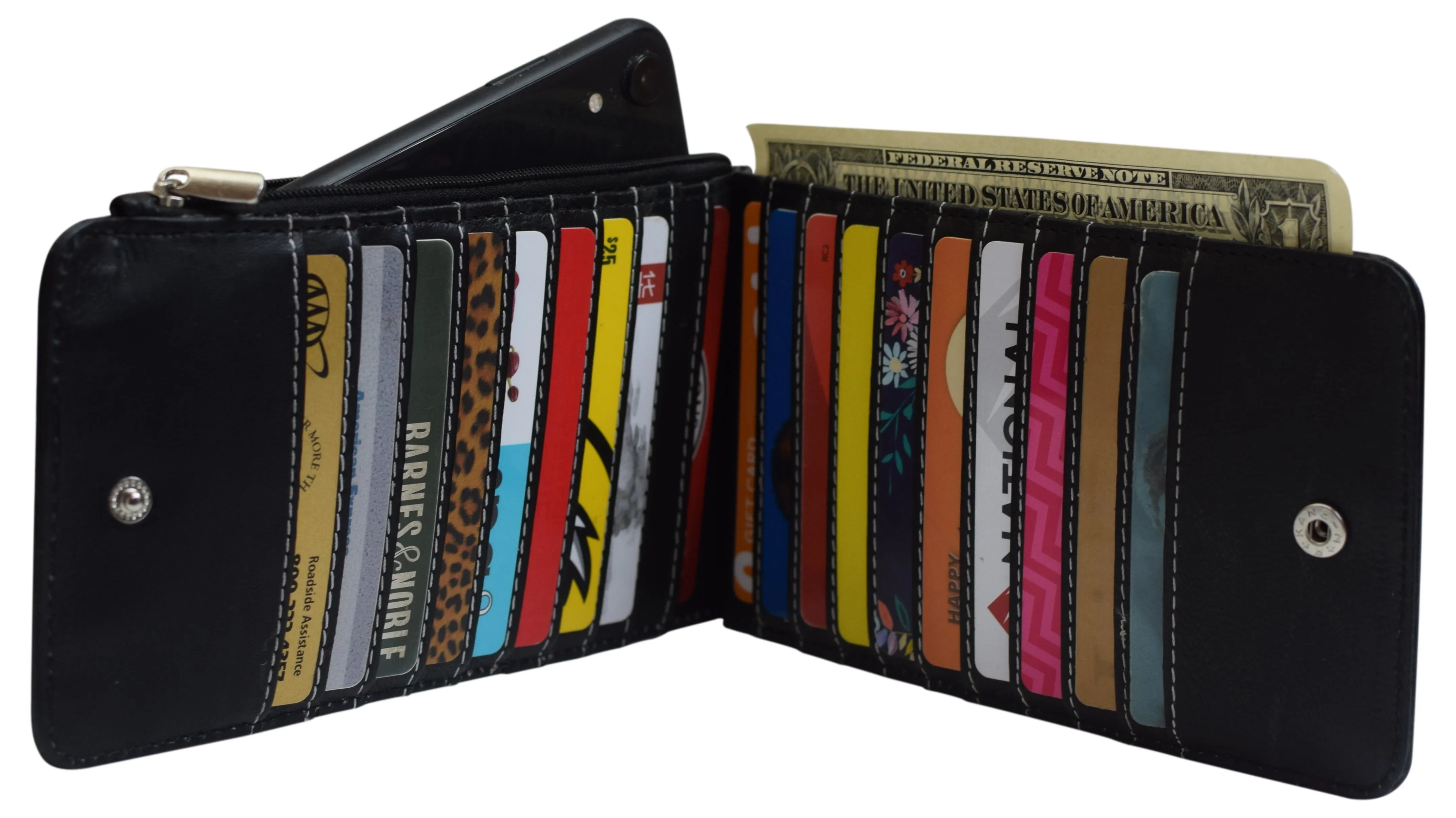 Wallet for Women RFID Blocking Genuine Leather Multi Card Organizer with Zipper Pocket