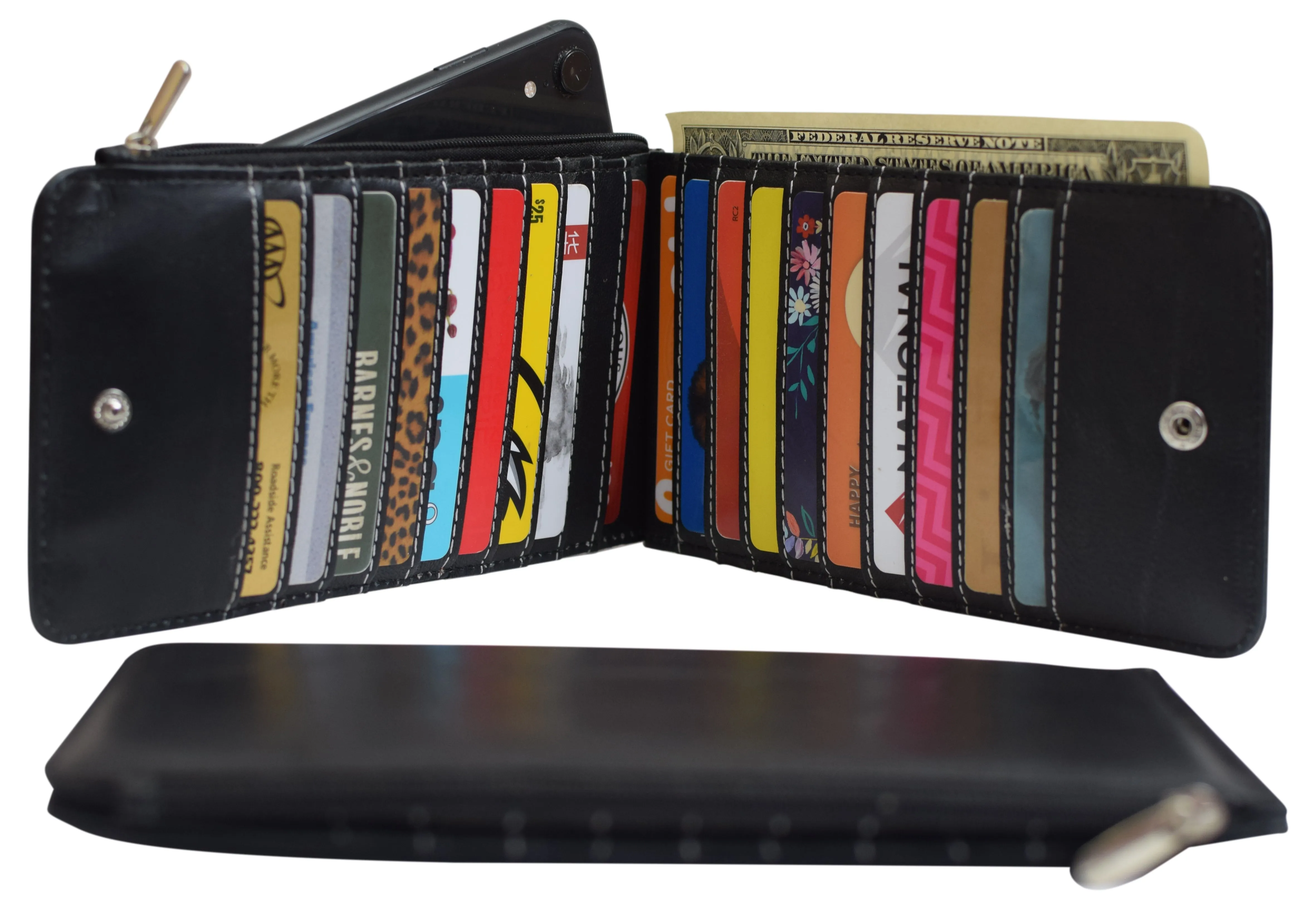 Wallet for Women RFID Blocking Genuine Leather Multi Card Organizer with Zipper Pocket