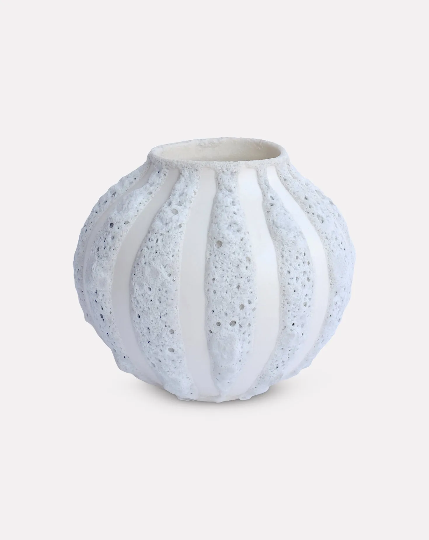 White Stripe Vase Low