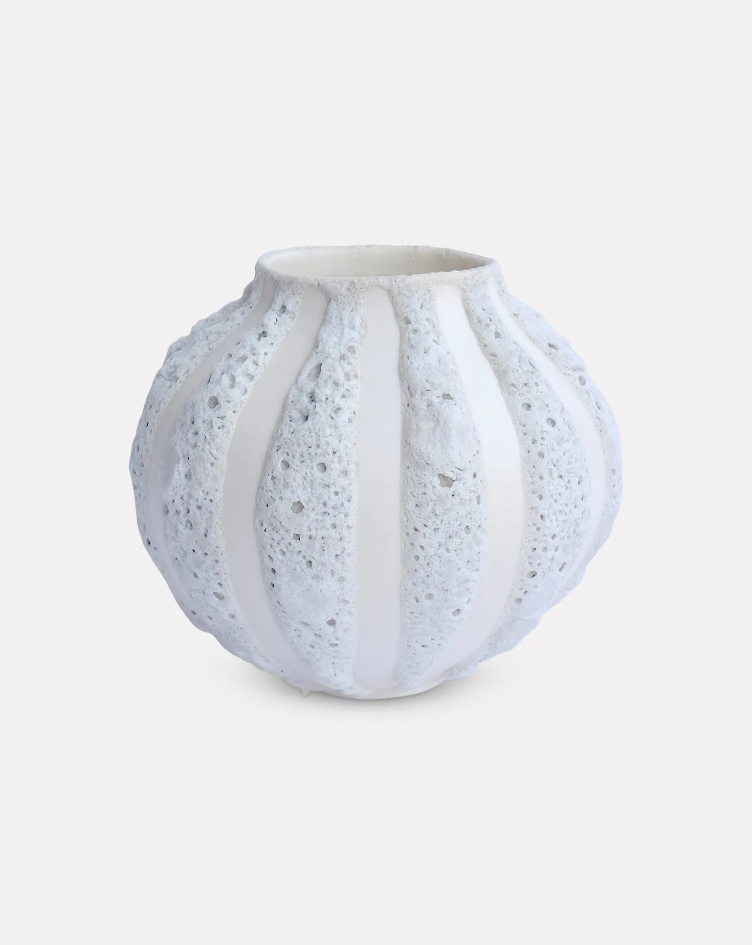 White Stripe Vase Low